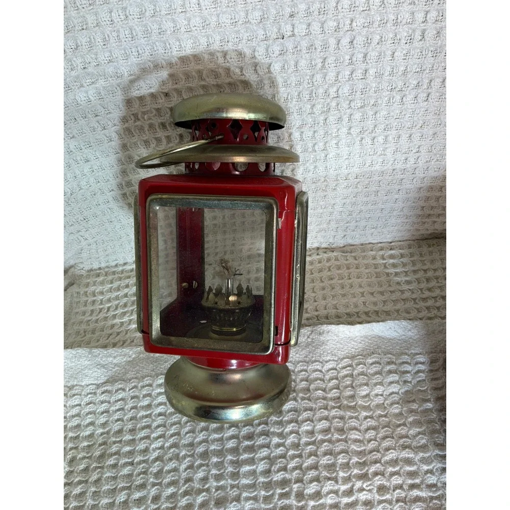 Vintage Unisex Unbranded Miniature Oil Lantern Set OS Red Gold
